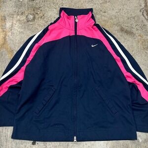 Vintage Nike Track Jacket Full Zip Pink White Stripe Athletic Coat Size L‎